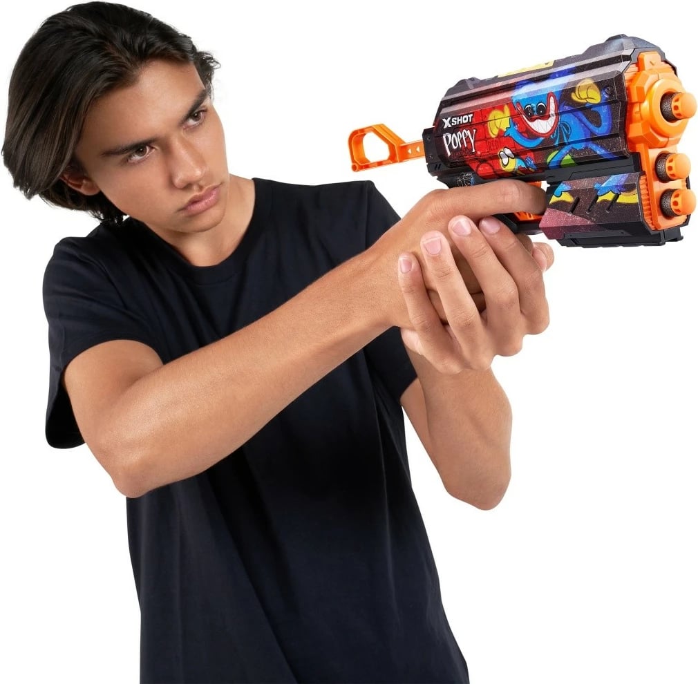 Blaster lodër ZURU X-Shot Flux Launcher 8 Shots Toony, Poppy Playtime, shumëngjyrëshe, set me 8 shigjeta