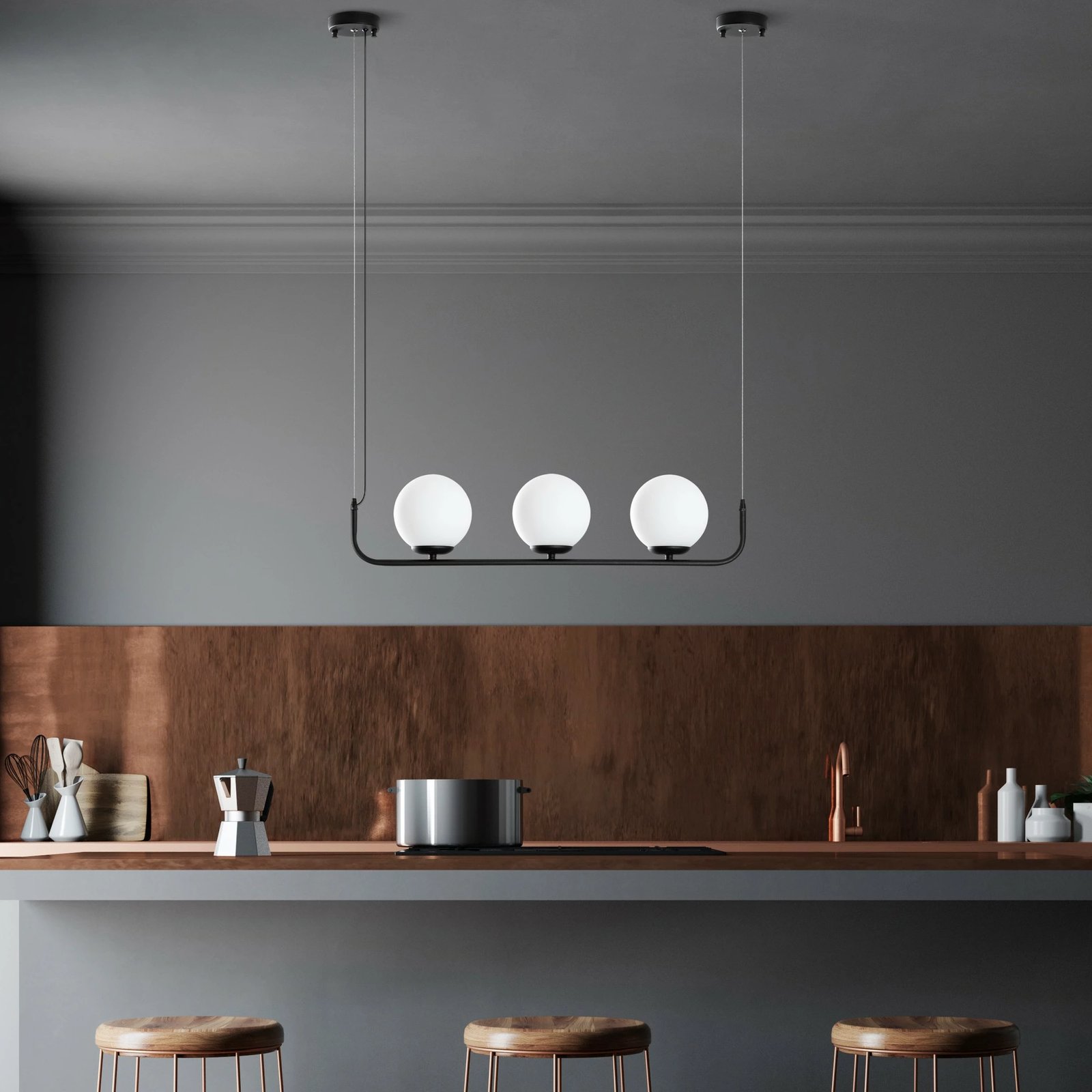 Llambë tavani Opviq Faruk - 13715, trup metalik, ngjyrë e zezë