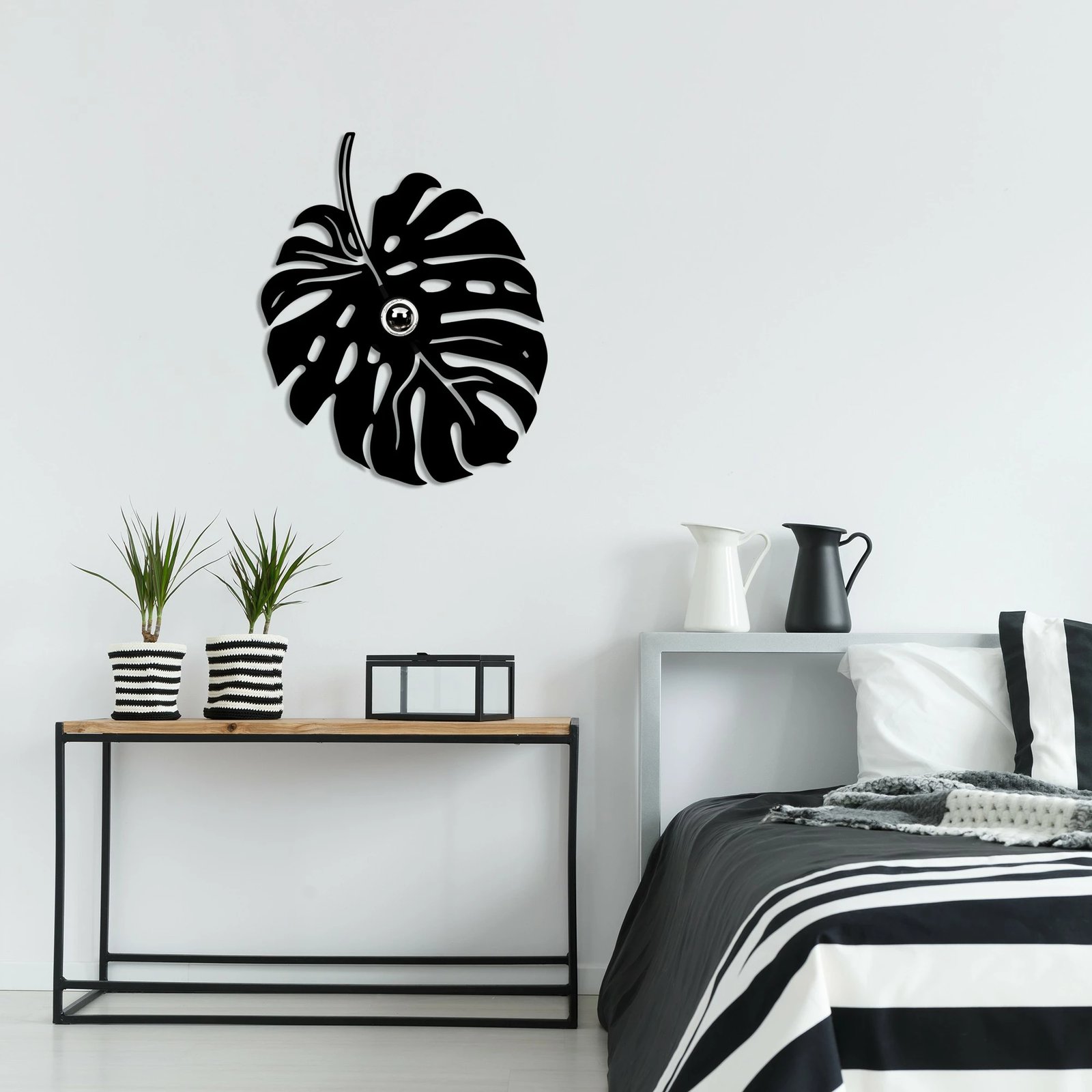 Llambë muri Opviq, dizajn lule e zezë, W-035, 45x12x55 cm