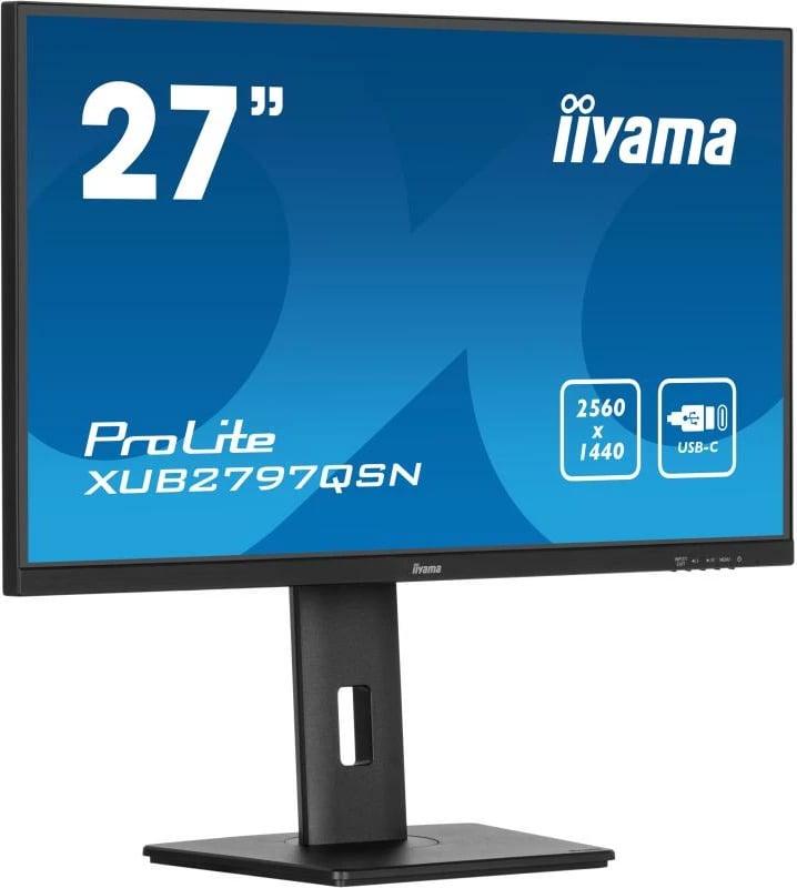 Monitor iiyama ProLite XUB2797QSN-B2 27" QHD 2560x1440 IPS USB-C dock DP-out rregullim lartësie PIVOT, e zezë