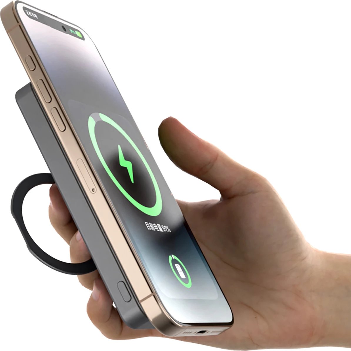 Powerbank Dudao K28, 10000mAh, MagSafe, kasë metalike, ring stand, Gri