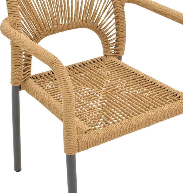 Karrige alumini me krahë Norture, e grumbullueshme, kornizë antracit-ratan natyral, 57x63x82cm