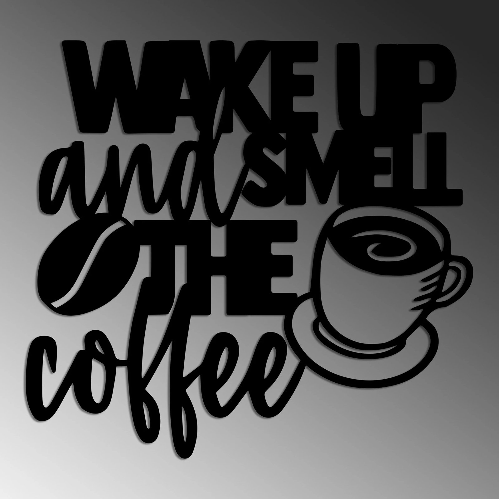 Aksesor dekorativ metalik për mur, Wallity, Wake up Coffee