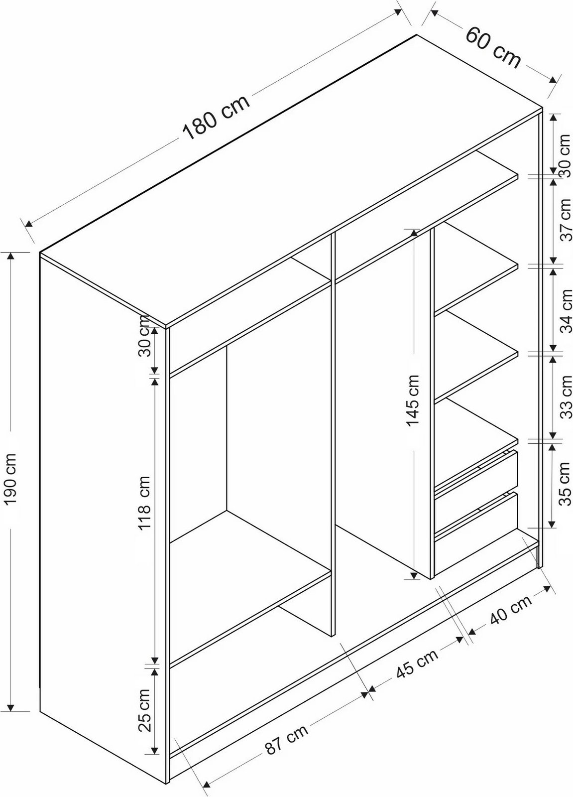 Dollap Hanah Home, Kale, dore dhe antracit, 180x190x60cm