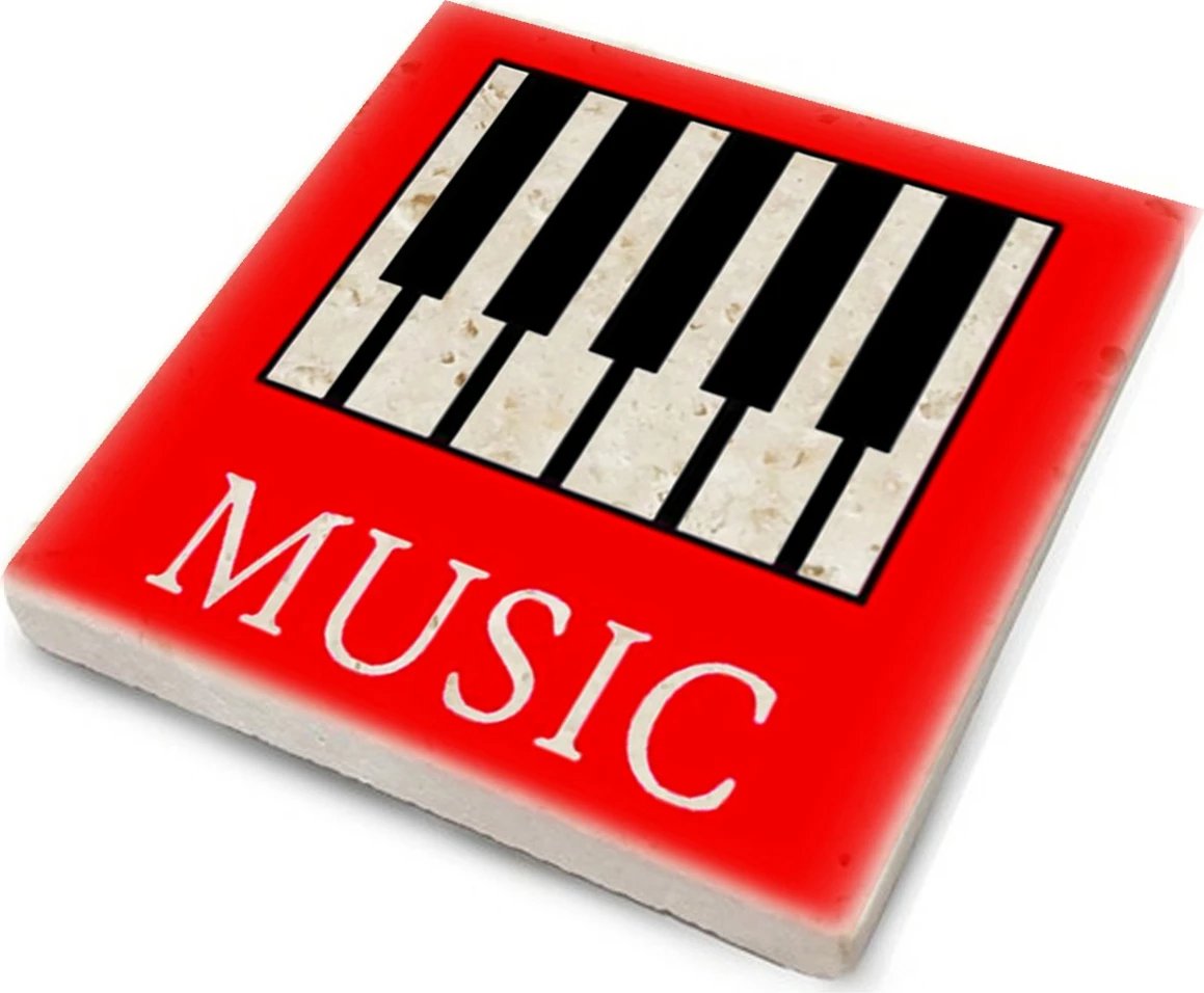 Set 4 copë mbajtëse gotash prej guri natyral, motive muzikore, Hermia, TBA7436502215292