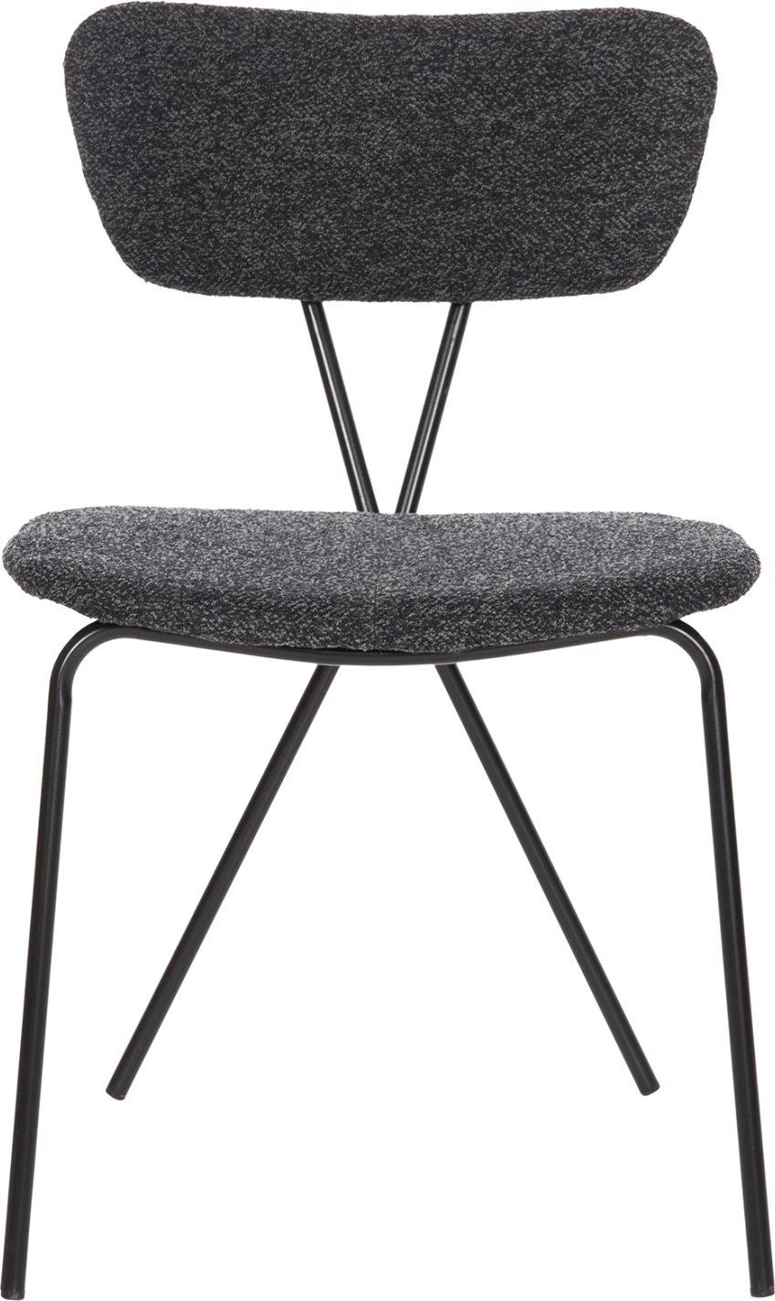 Karrige ngrënieje DORY, kornizë metalike e zezë, pëlhurë gri e errët, 48,5x61x76H cm., set prej 4 copash