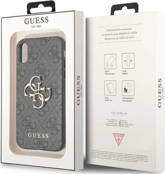 Mbështjellës Guess 4G Big Metal Logo për iPhone X/XS, Gri