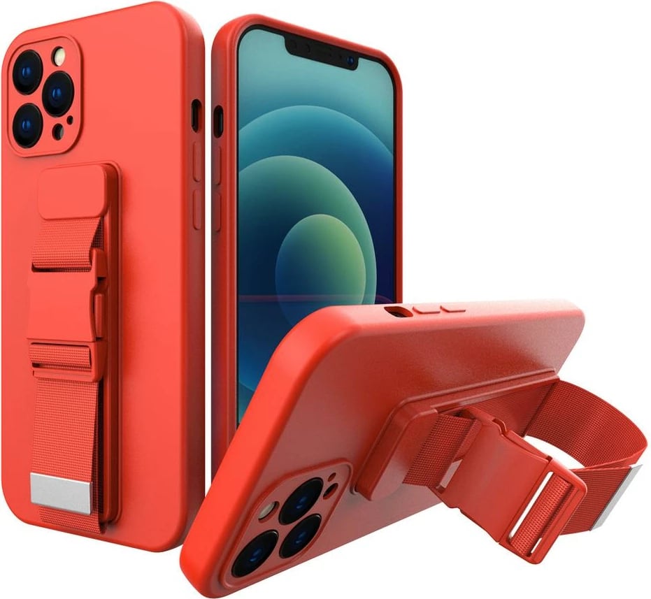 Mbështjellës Hurtel për iPhone 12 Pro me litar, e kuqe