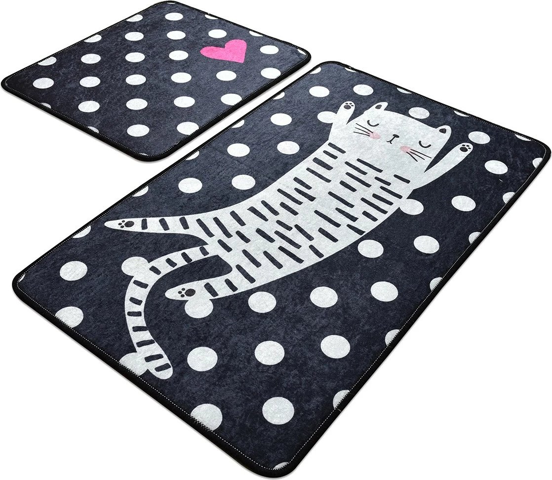 Set tapetash për banjo, 2 copë, dizajn me mace me pika, Mijölnir