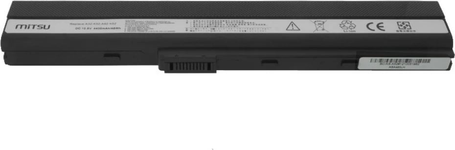 Bateri laptop Mitsu BC/AS-A52 për Asus A52, K52, 4400 mAh, 10.8-11.1V, e zezë