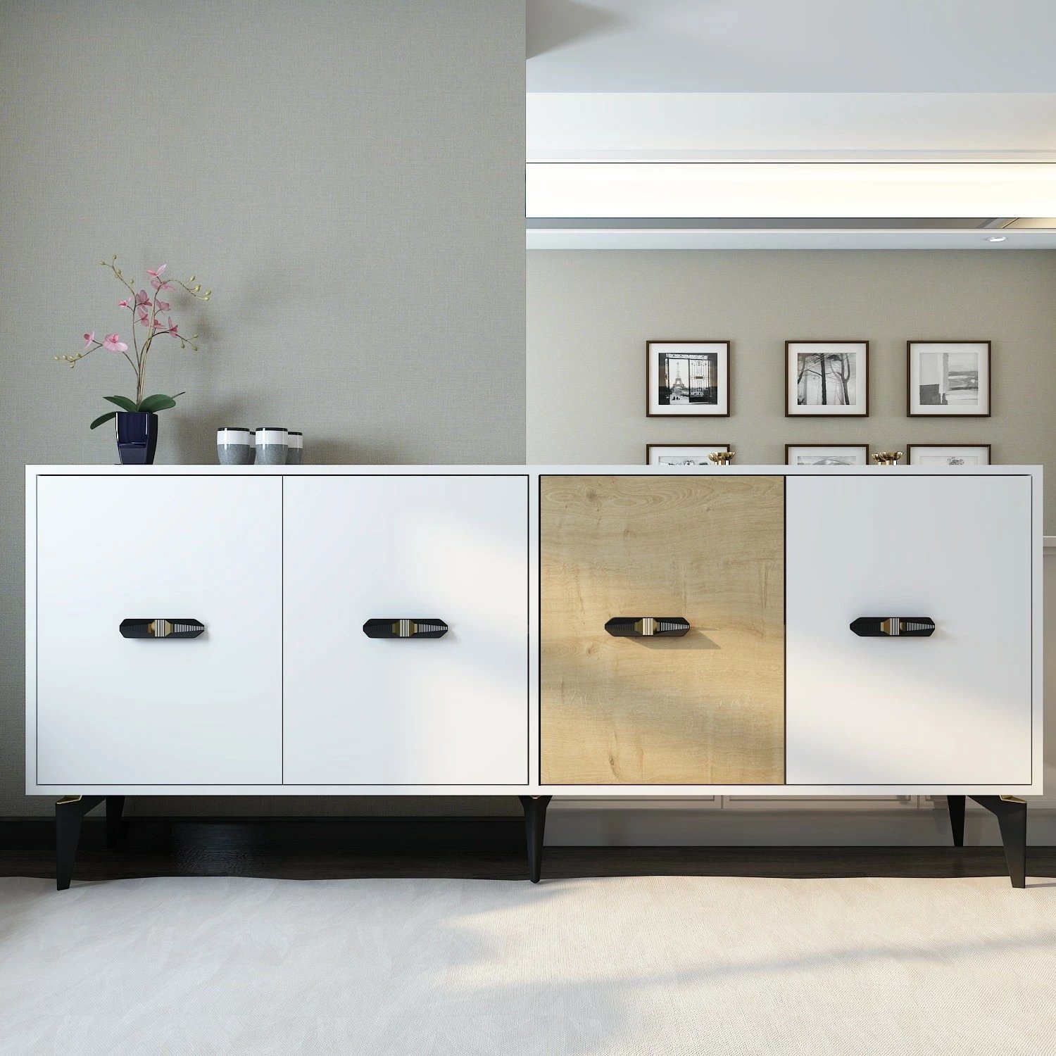 Konsol Skye Decor, qershi e bardhë, lisi sapphire