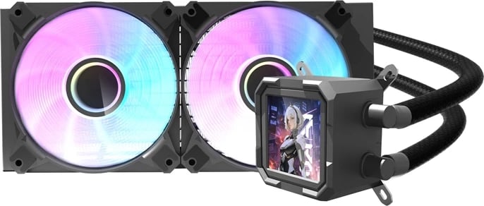Ftohës me ujë për CPU Darkflash DV240S, ARGB, me ekran LCD, i zi