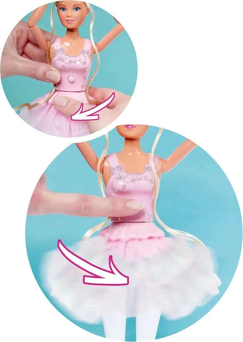 Kukull Steffi Love Dancing Ballerina me lepurush, 29 cm, rozë