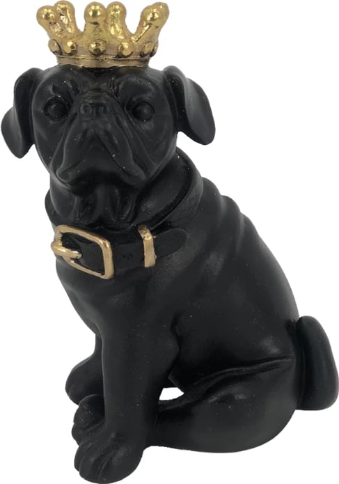 Statujë dekorative qen, e zezë me të artë, 13x10x17cm Statujë dekorative qen, e zezë me të artë, 13x10x17cm