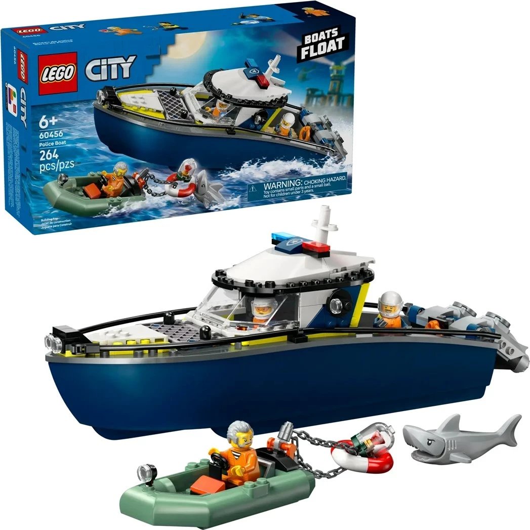 Set LEGO City Police Boat Chase 60456, 264 pjesë, me 2 minifigura