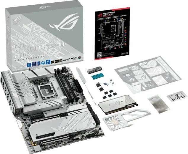 Pllakë amë, Asus ROG Maximus Z890 Apex, LGA1851, Intel Z890, ATX, 2x DDR5, PCIe 5.0 x16, Thunderbolt 4, Wi‑Fi 7, argjendtë gri