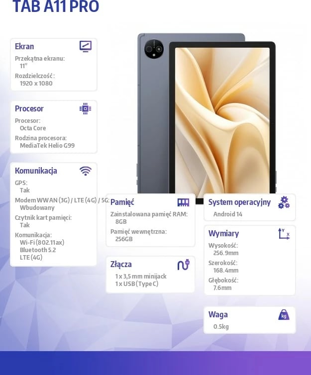 Tablet Ulefone Tab A11 Pro 11", 8/256GB, LTE, Gri