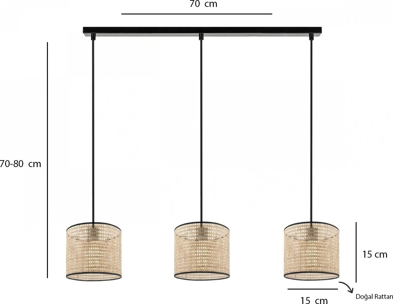 Llambë tavani Opviq, ratan, krem dhe e zezë, AYD-3330