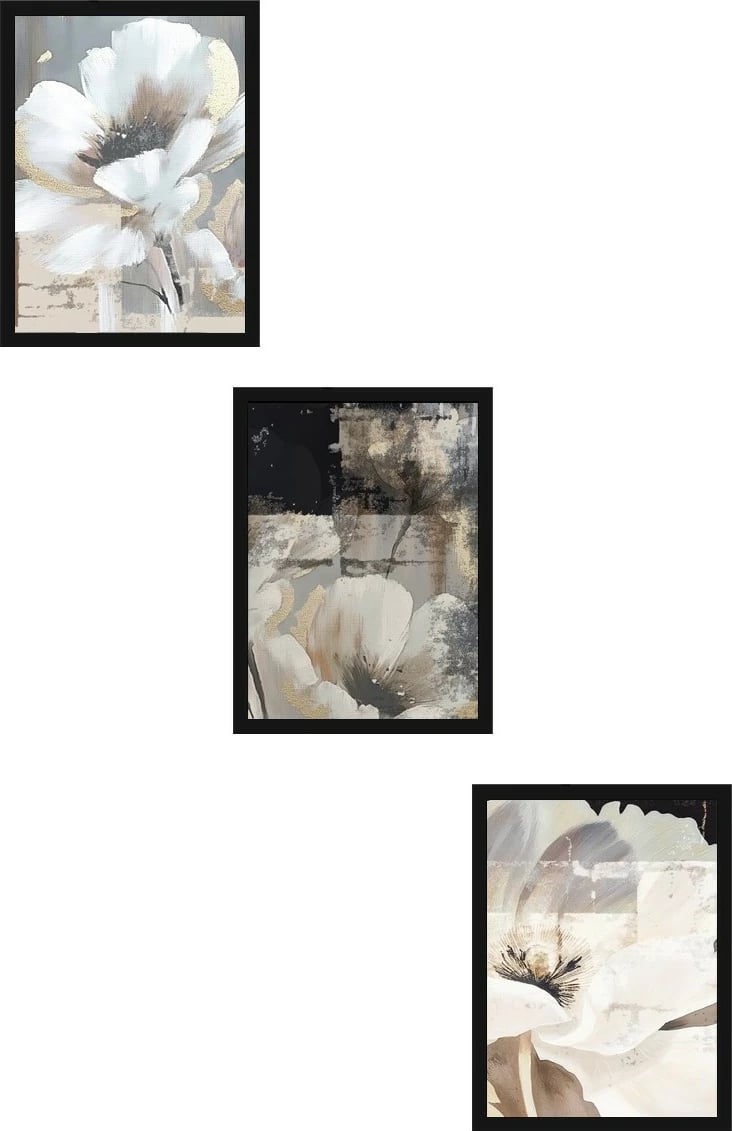 Pikturë dekorative me kornizë MDF (3 copë), Wallity, Huhu480S, 30x40cm