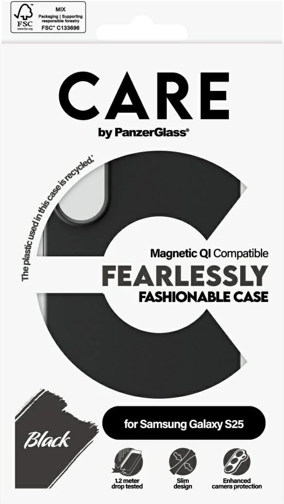 Mbështjellës PanzerGlass CARE për Samsung Galaxy S25, i zi