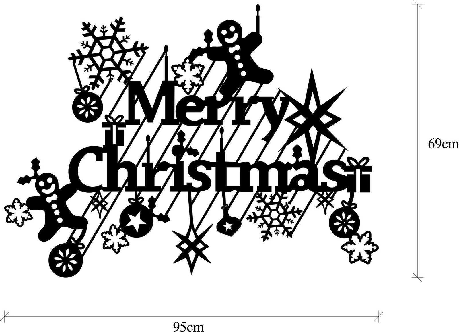 Aksesor dekorativ metalik për mur, Wallity, XMASBLACK - 023