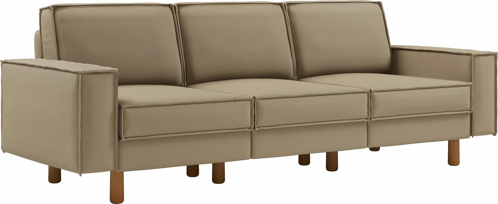 Divan treshe Atelier del Sofa, ngjyrë Beach, këmbë druri Walnut