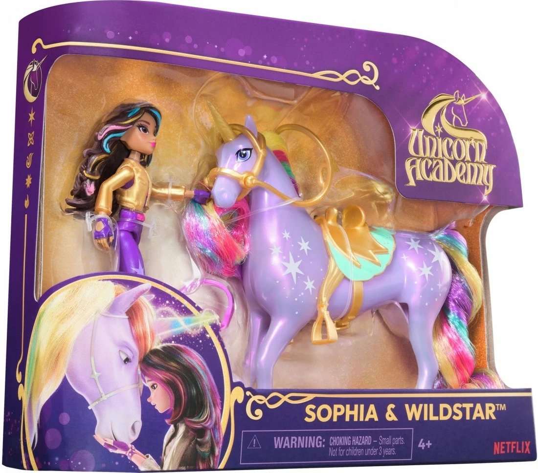 Set lodrash Unicorn Academy Spin Master Sophia dhe Star, 11 cm + 13 cm, shumëngjyrëshe