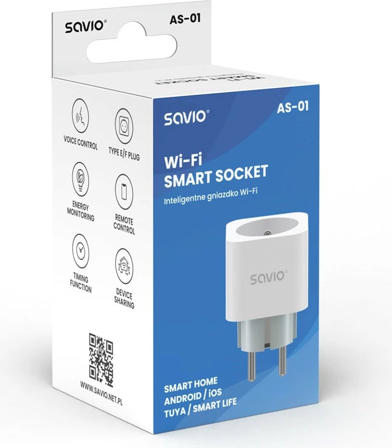 Prizë e mençur Wi-Fi Savio AS-01, set 3 copë, e bardhë