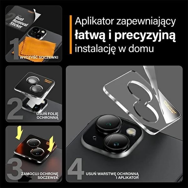 Mbrojtës kamerë PanzerGlass Hoops për iPhone 15/15 Plus, kornizë e zezë