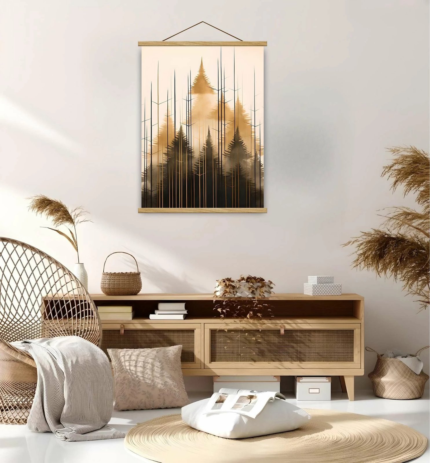 Pikturë dekorative me kornizë, Wallity, MRG77, ngjyrë ari, e zezë, argjend, 50x70cm