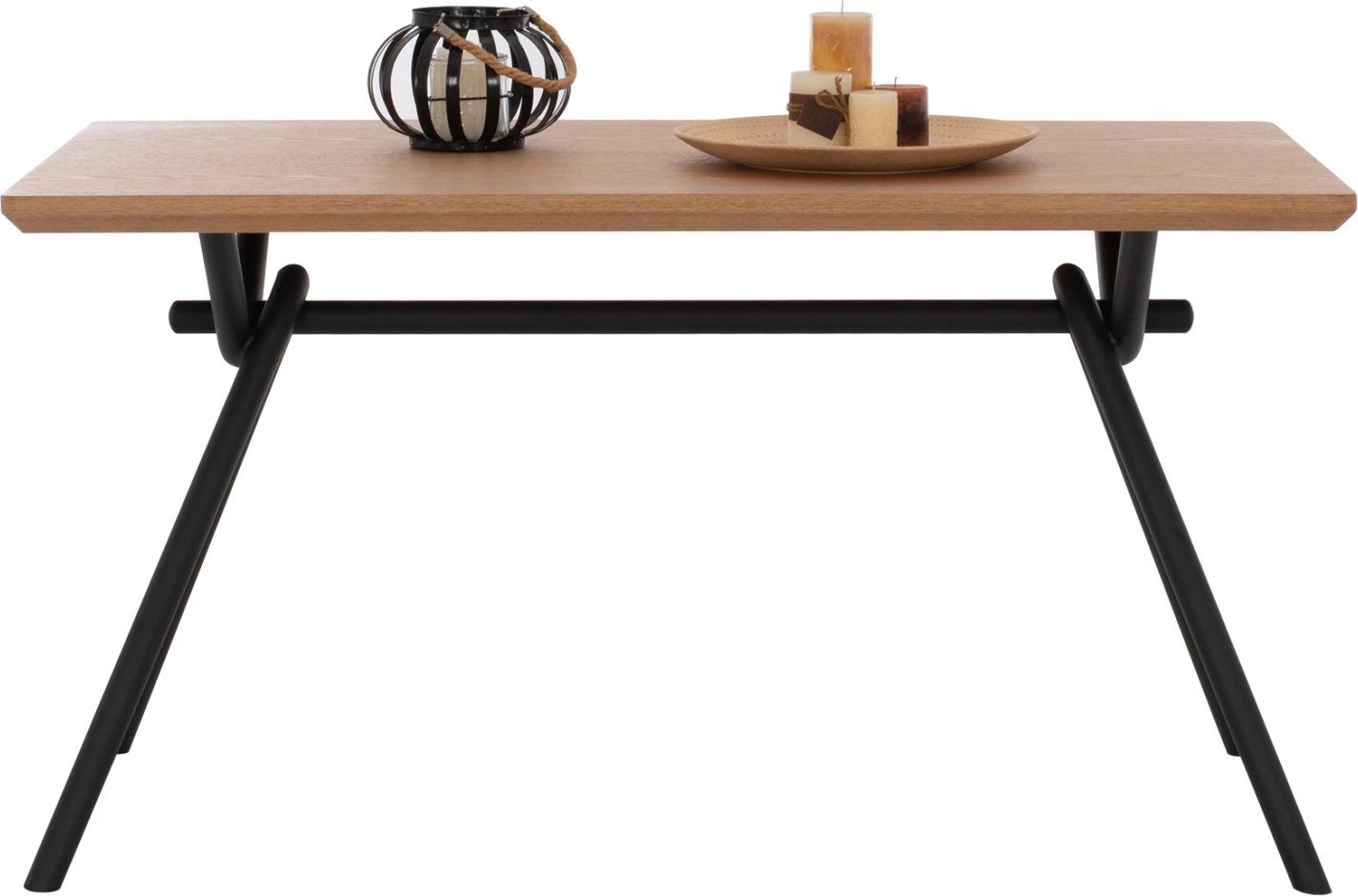 Tavolinë ngrënieje MANDY FH9302.01 sipërfaqe MDF me furnir druri lisi këmbë metalike 140x80x75H