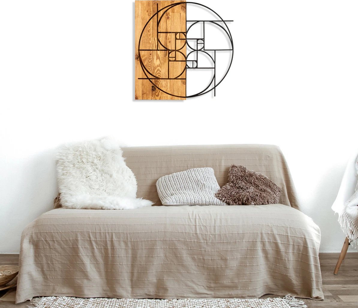 Aksesor dekorativ muri prej druri, Wallity, ngjyrë ari