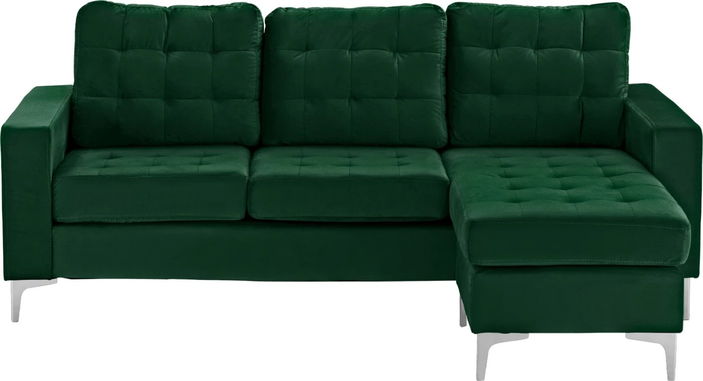 Divan qoshe i kthyeshëm, Santino FH3152.13, kadife jeshile, 190x75-128x82 cm