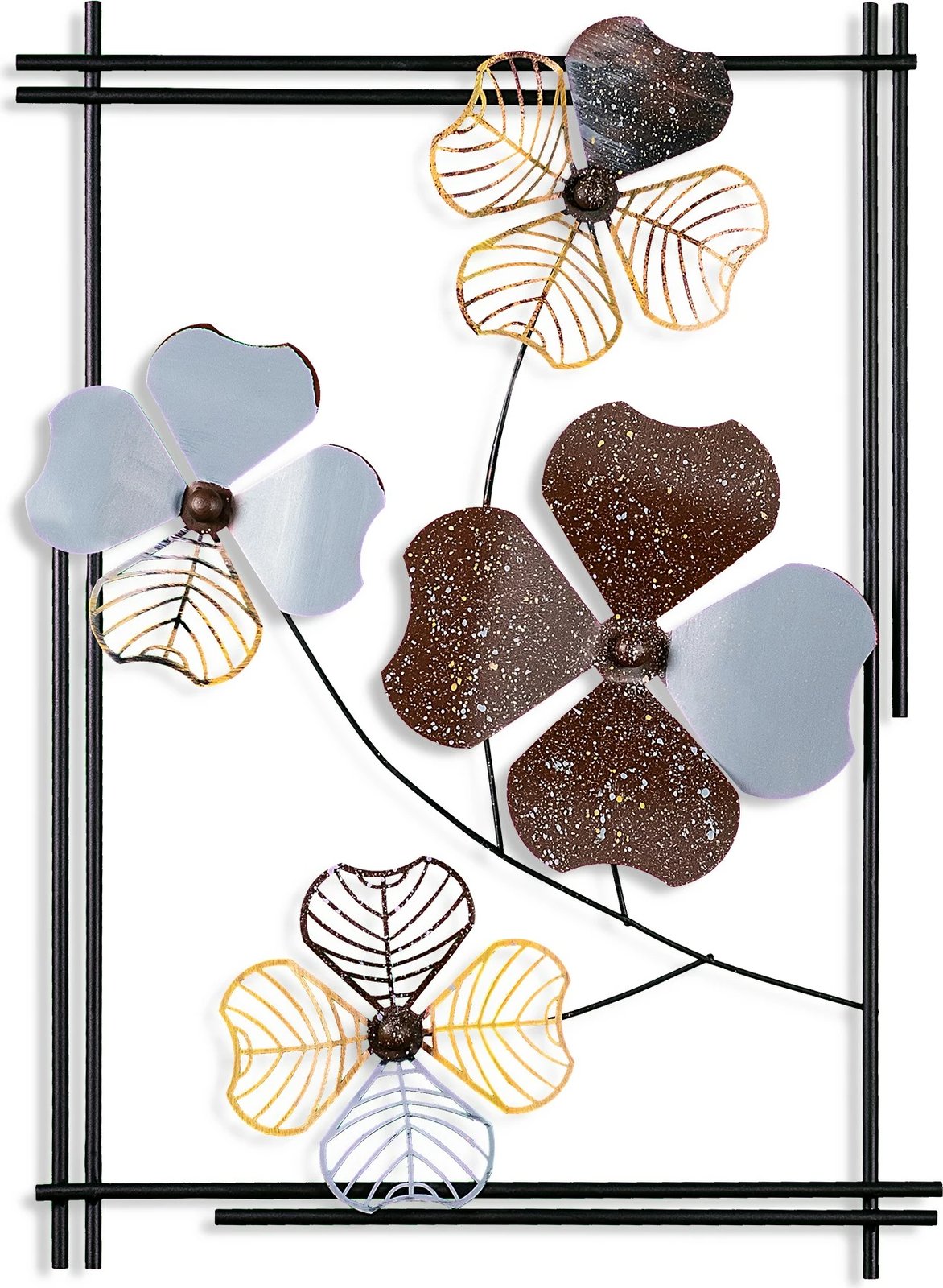 Aksesor dekorativ metalik për mur, Wallity Weinan 3, shumëngjyrësh, 50x70x4 cm