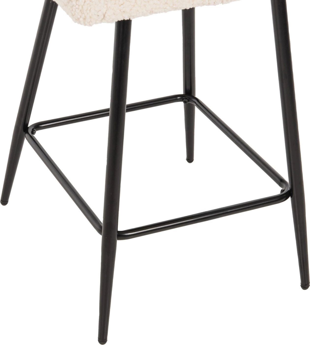 Karrige për bar, lartësi mesatare, STRIKE, FH8592.02, pëlhurë TEDDY e bardhë, këmbë metalike të zeza, 50x50x94,5H cm., set prej 2 copë