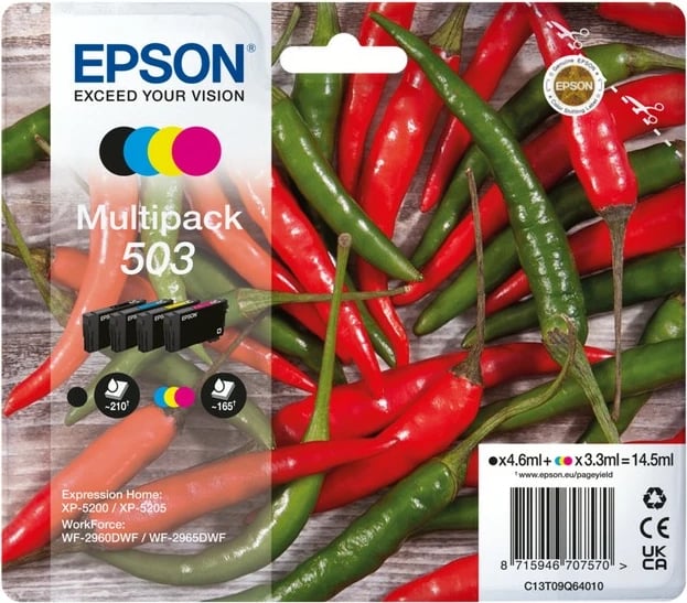 Toner Epson 503, Standard Yield, 4 ngjyra, 4 copë