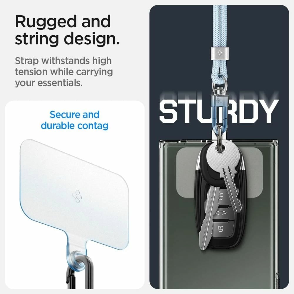Set litarësh universal Spigen, Crossbody & Wrist Strap, ConTag Pad, kaltër