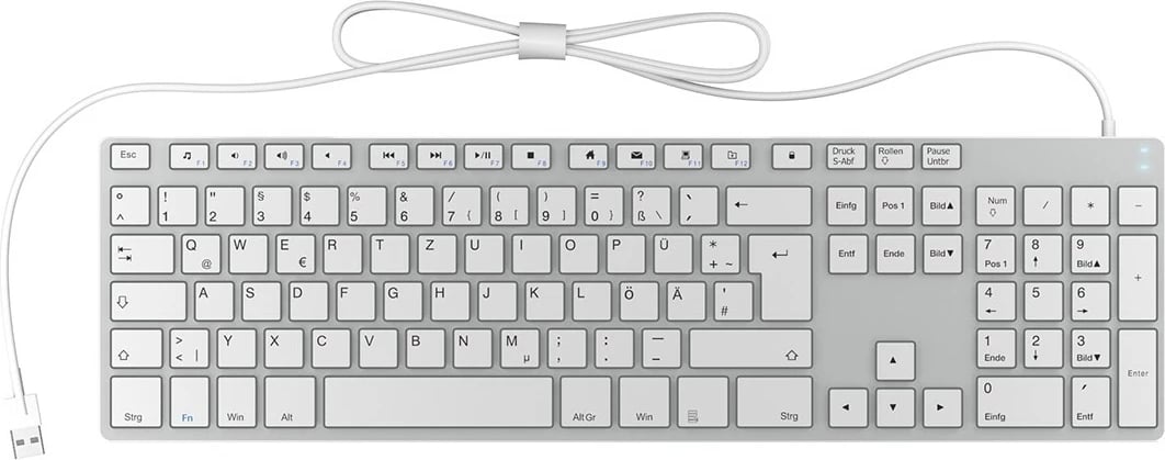 Tastierë wireless KeySonic KSK-8022BT, full-size, Bluetooth, QWERTZ, alumini, argjendtë