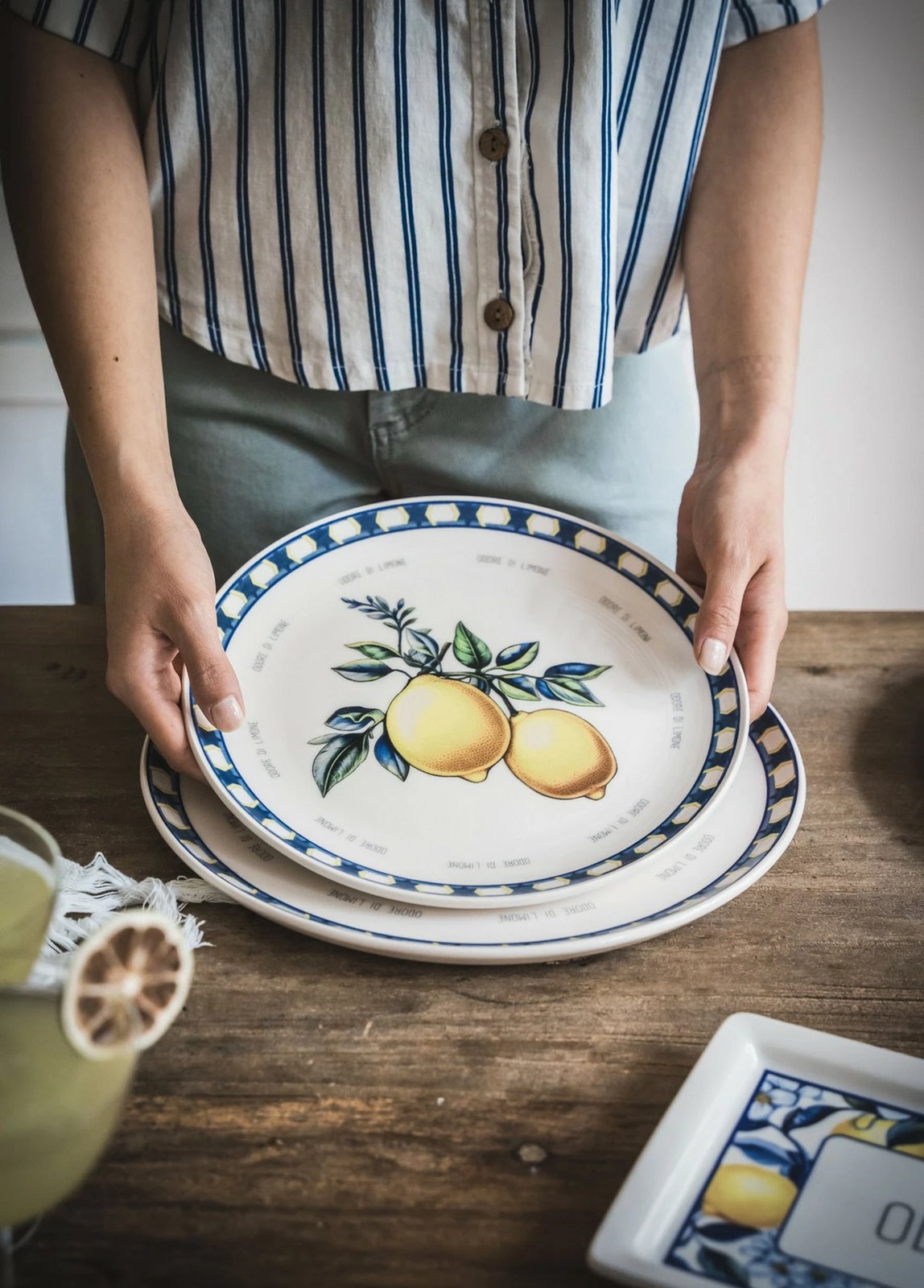 Set pjatash shërbimi (6 copë), Hermia Concept, ODL0004, ngjyrë e verdhë