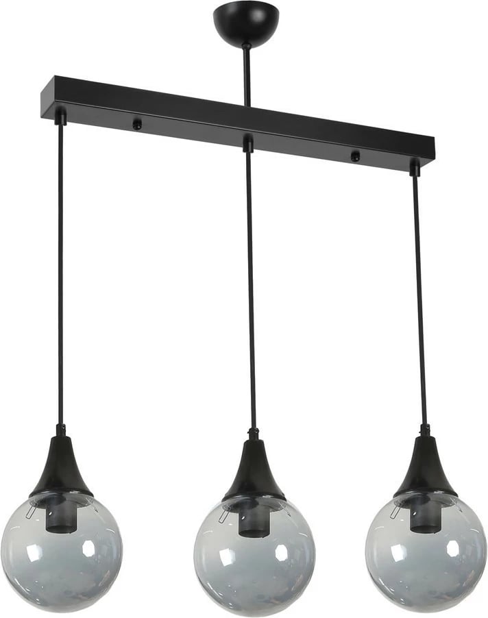 Llambë tavani Opviq Afra, 3 drita, ngjyrë e zezë dhe fume Llambë tavani Opviq Afra, 3 drita, ngjyrë e zezë dhe fume