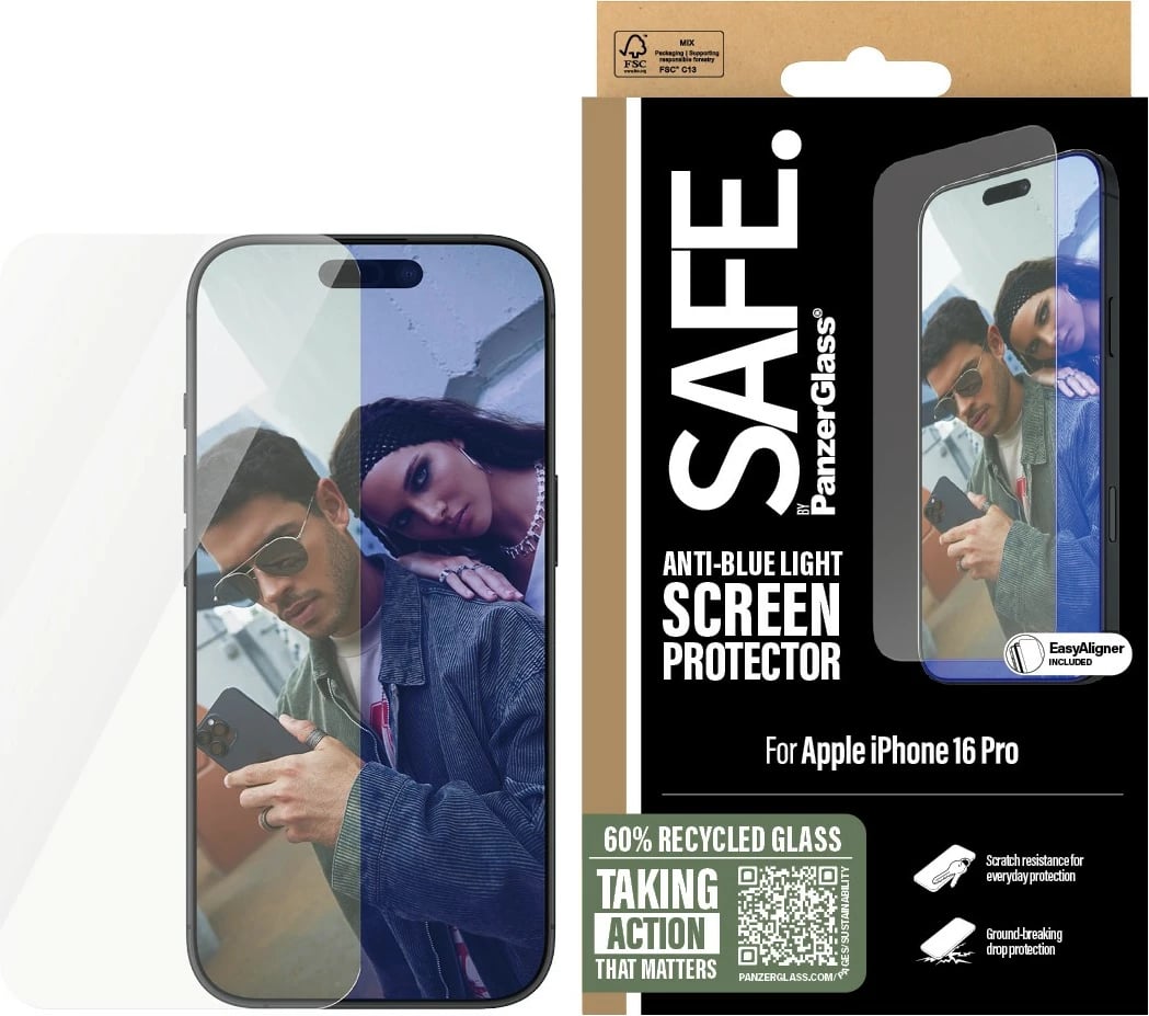 Mbrojtës ekrani PanzerGlass SAFE EyeCare për iPhone 16 Pro, transparent