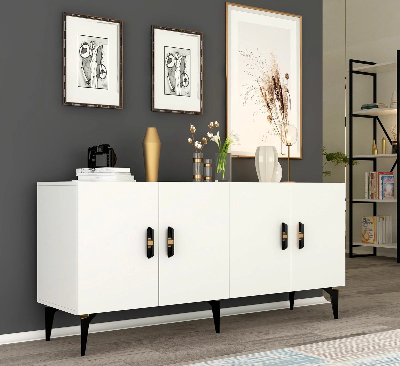 Konsol Skye Decor, ngjyrë e bardhë, Plus