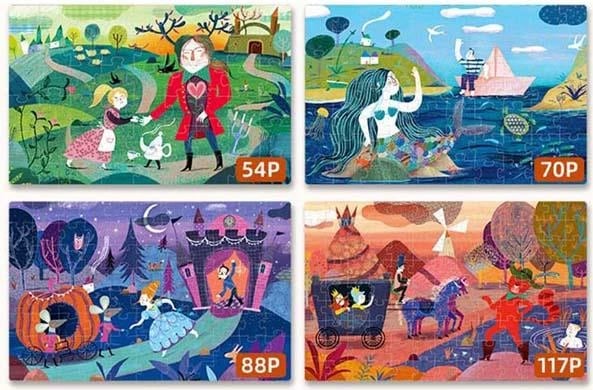 Puzzle Mideer 4 në 1 "Fairy Tales" 54,70,88 - 117 pjesë