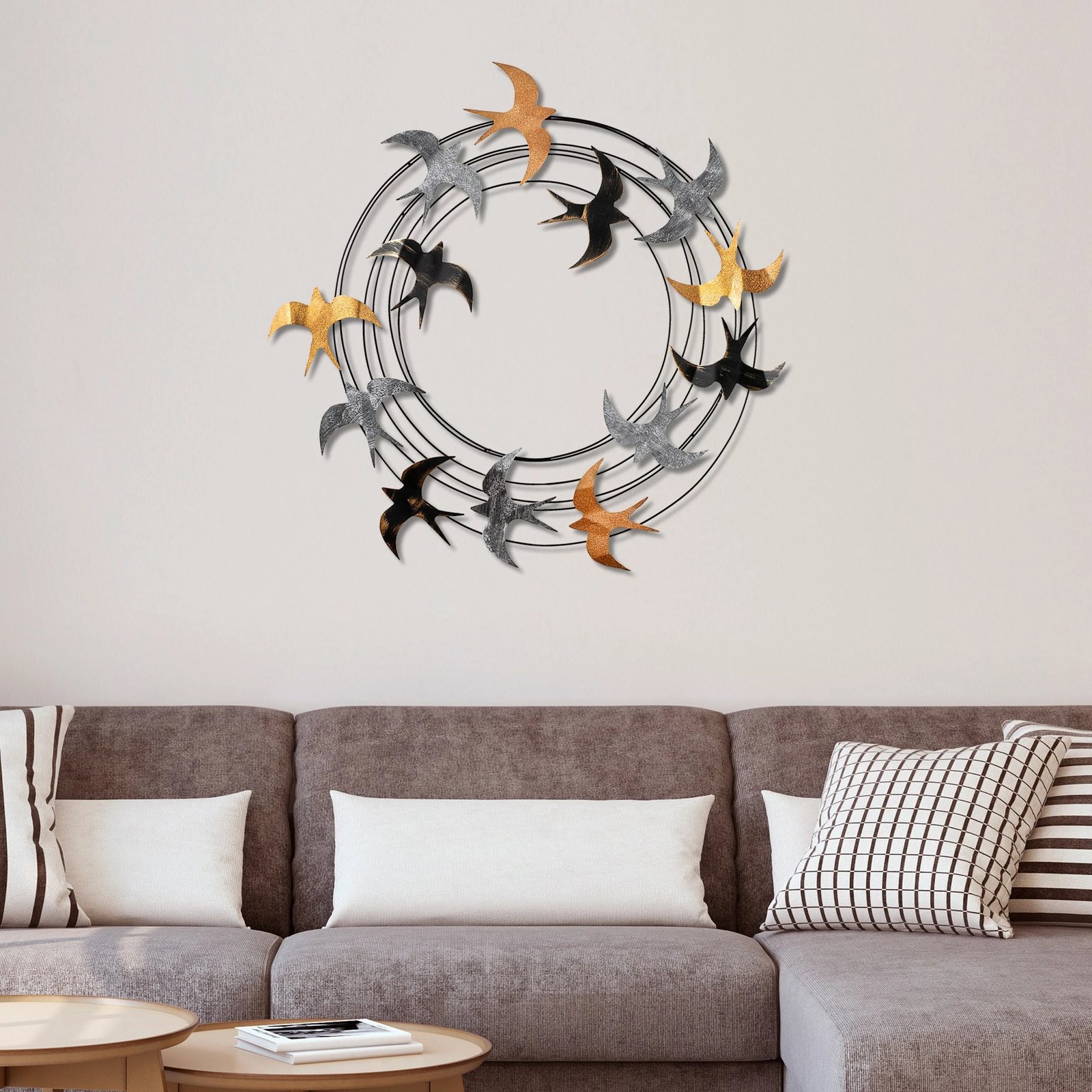 Aksesor dekorativ metalik për mur, Wallity Spiral Flock 6, shumëngjyrësh, 87x87x5cm