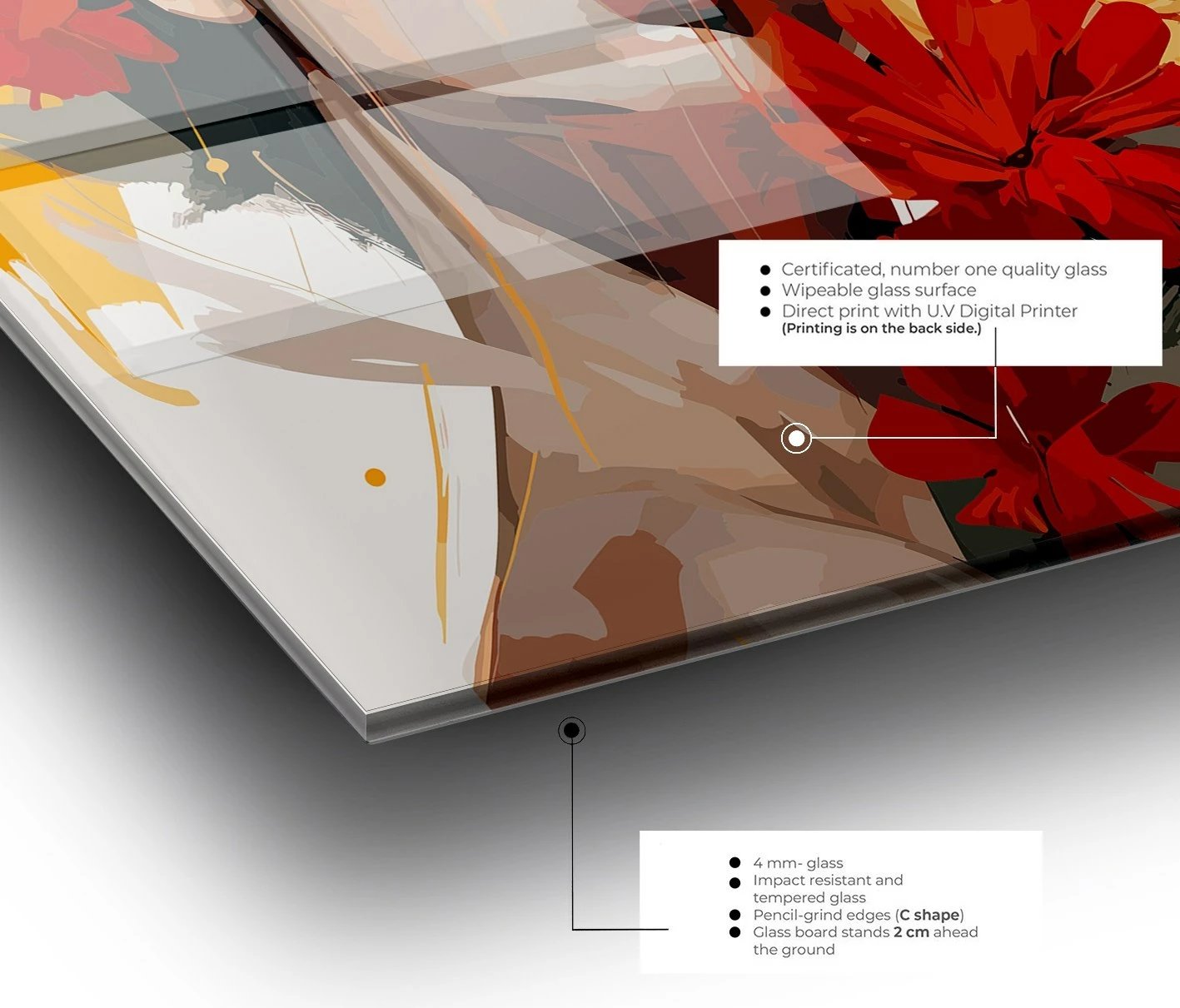 Pikturë dekorative prej xhami të temperuar, shumëngjyrëshe, CAM4075_5050