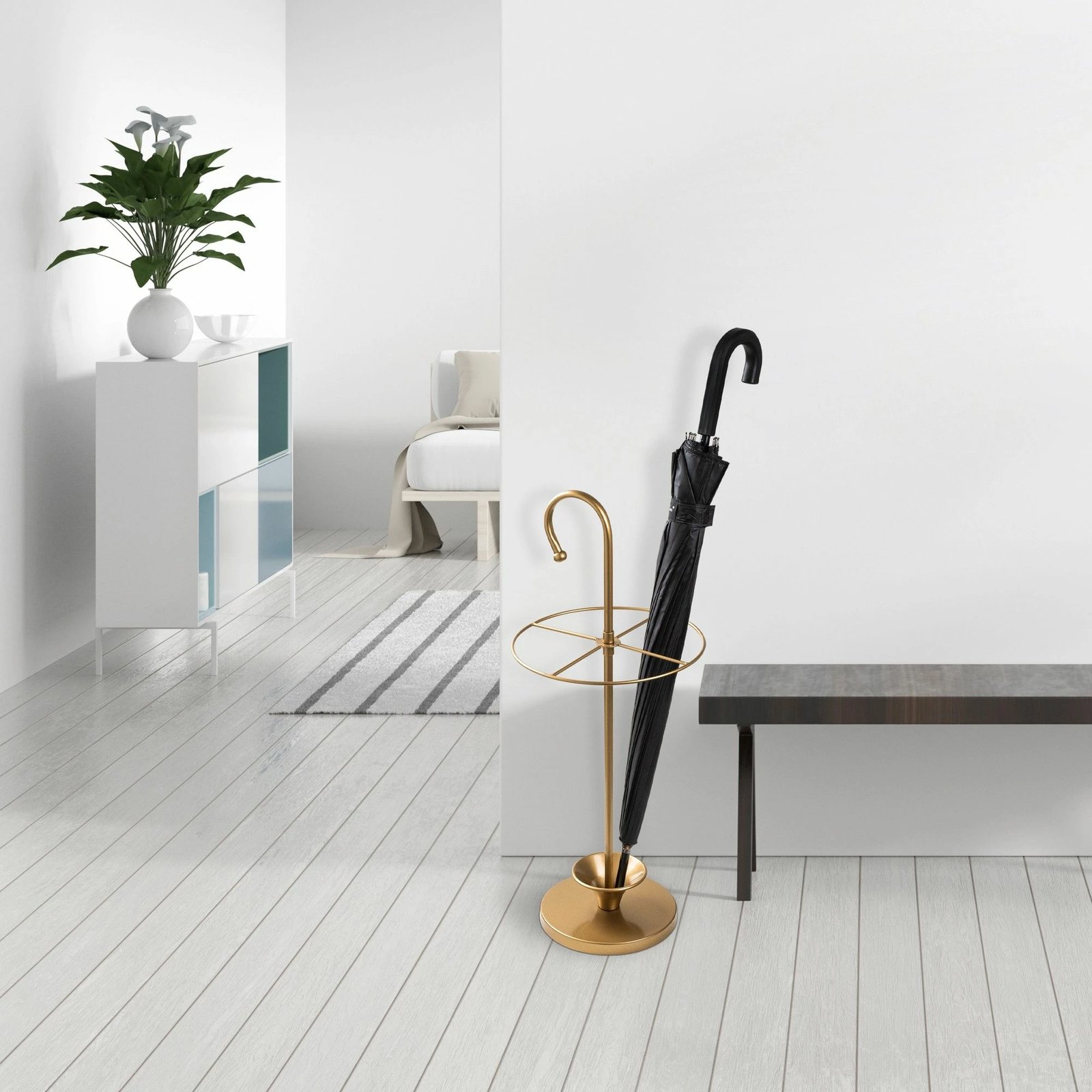 Stendë për ombrella, metalike, ngjyrë ari, Evila Originals, 27x27x65cm