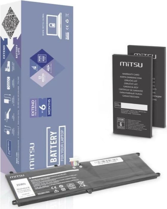 Bateri laptop Mitsu për Dell Latitude 11 (5175, 5179), 3400 mAh, 7.6V, Li-ion