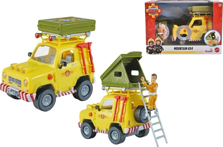 Makine lodër 4x4 Simba Fireman Sam me tenda, shumëngjyrëshe, me figurë dhe aksesorë