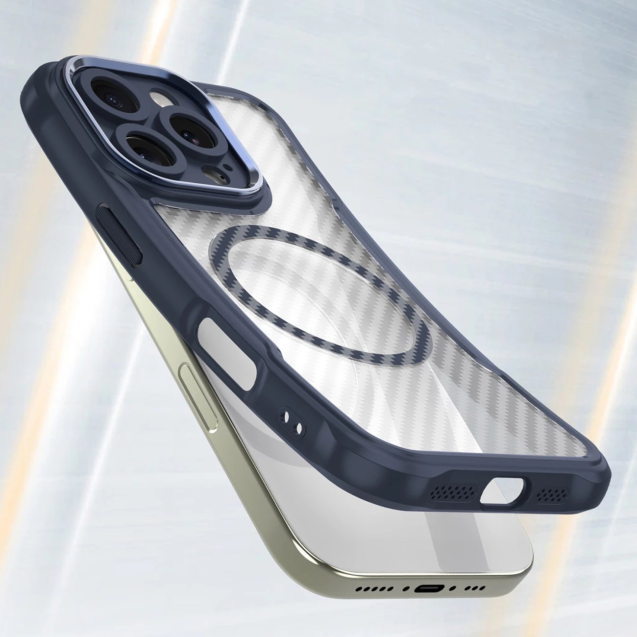 Mbështjellës Hurtel Leading Series MagSafe për iPhone 16 Pro Max, Silikon, Blu