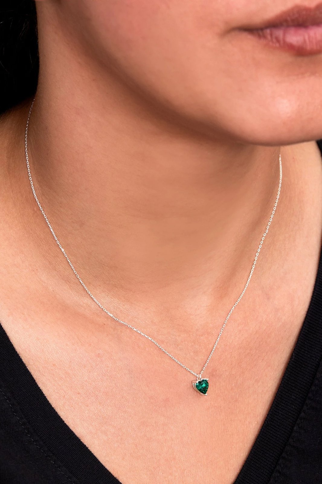 Qafore argjendi Elika Silver, gur zirkon i gjelbër, ELKAB92244